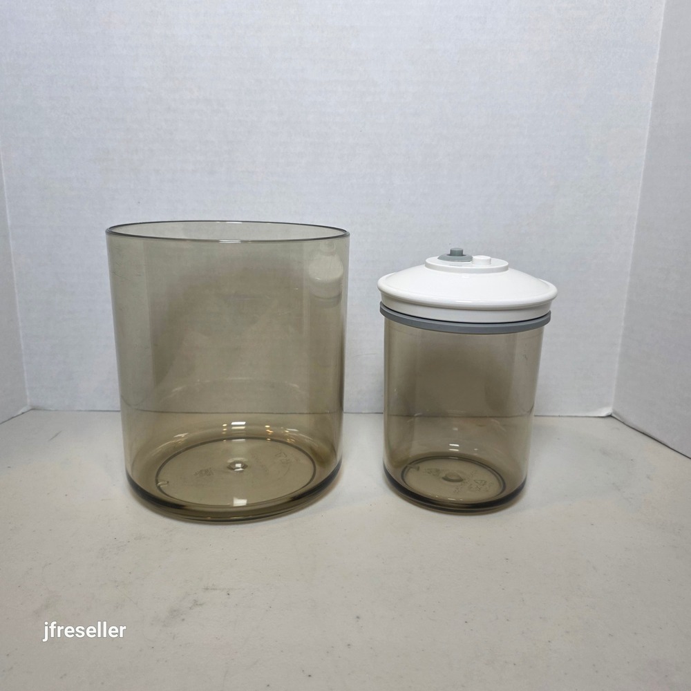 Snail Vacuum Seal Storage Canisters Set 2 Smoky Gray 80oz 25oz Airtight KY-114